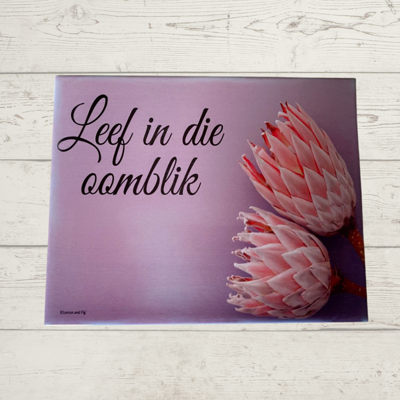 Medium Protea Tile - Lewe in die oomblik (25cm x 20cm)