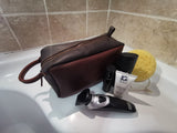 Leather men's shaving bag / Vanity bag